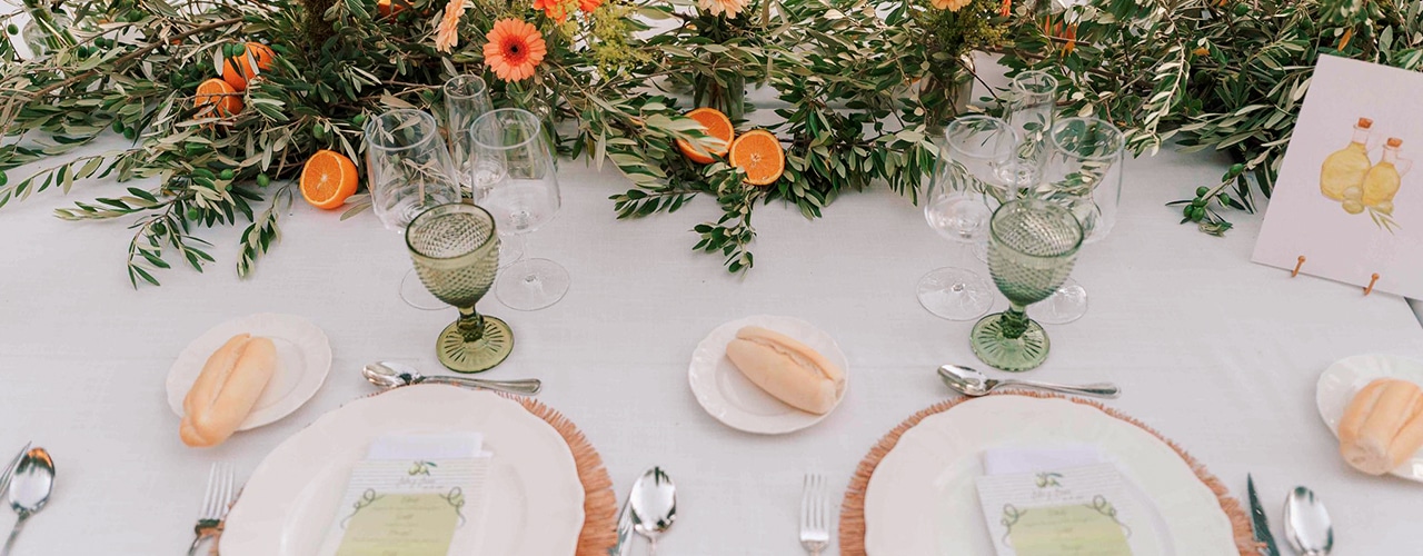 Plato de menú de boda personalizado de La Huerta de San Lorenzo